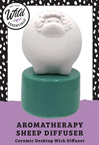 Wild Essentials Counting Sheep Ceramic Aromatherapy Wicking Diffuser for Essential Oils and Fragrance, Non-Electric Air Freshener for Bedroom, Office, Bathroom, 5 inches tall