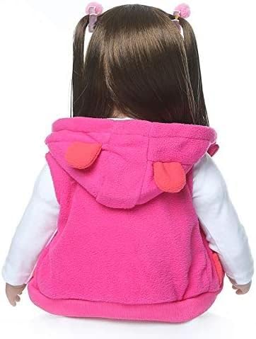Pinky 24 inch 61cm Lovely Reborn Baby Girl Doll Reborn Toddler Realistic Looking Lifelike Baby Doll Vinyl Soft Silicone Babies Black Hair Doll Toy