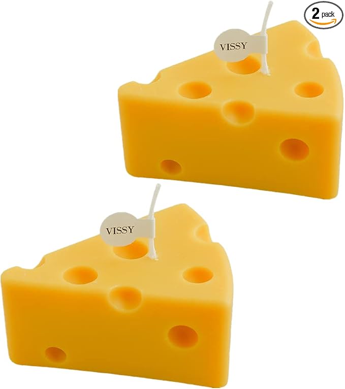 2 Pack Cheese Shaped Candles with Relaxing Fragrance, Aroma Soy Wax Decorative Candle for Stress Relief Aromatherapy Bath Yoga Dinner, Birthday Wedding Party