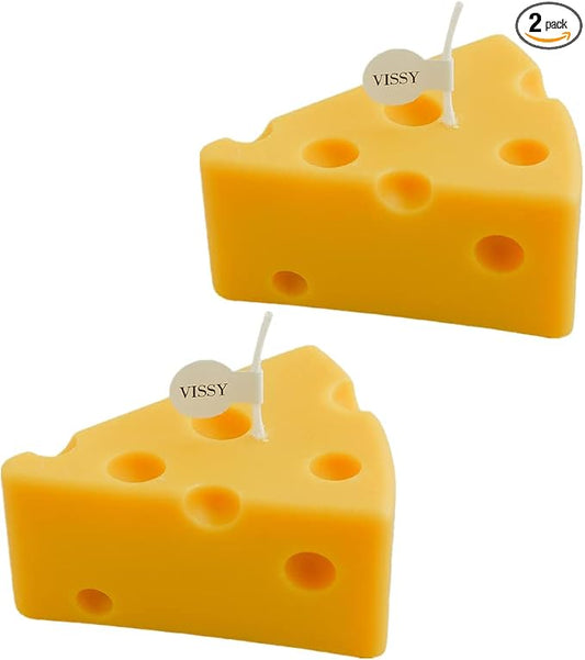 2 Pack Cheese Shaped Candles with Relaxing Fragrance, Aroma Soy Wax Decorative Candle for Stress Relief Aromatherapy Bath Yoga Dinner, Birthday Wedding Party