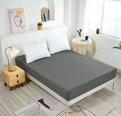 NHNHN 2 Pack Fitted Sheet-Deep Pockets-Soft Microfiber-Easy Care-Shrinkage and Fade Resistant-Fitted Sheets Queen Size for Girl Woman Teens Kids-2 Sets of Fitted Sheet Queen Gray