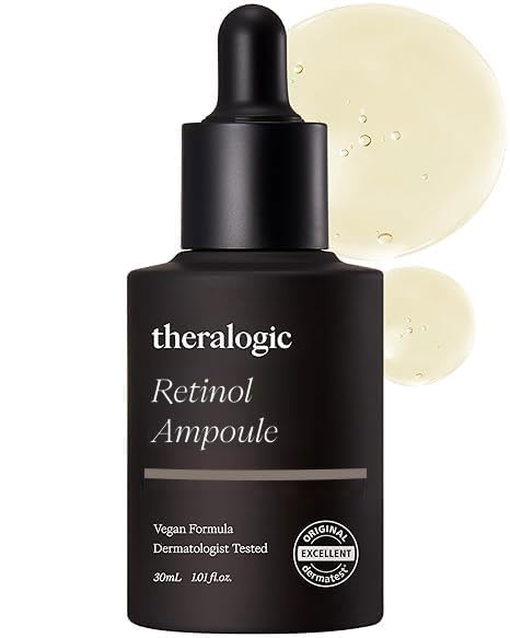 Retinol Ampoule - Korean Retinol Vitamin A Face Serum - Pore Tightening & Refinement Night Skincare - Dermatologically Tested, Vegan Formula, 1.01 fl.oz.