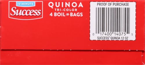 Success Boil-in-Bag Quinoa, Tri-Color Quinoa, 12-Ounce Box, Pack of 1 | Quick quinoa bag for easy meals, stovetop or microwave, ready in 10 minutes, gluten-free, kosher, non-GMO