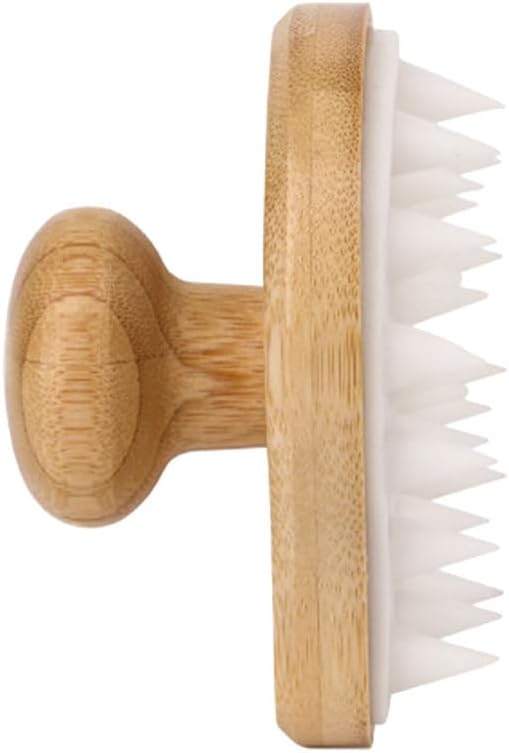 FOMIYES Bamboo Wooden Scalp Massage Brush Hair Wash Scrubber for Deep Scalp Cleaning and Dandruff Removal Comfortable Shampoo Massager for Daily Hair Care