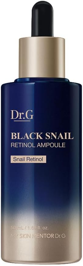 Dr. G Black Snail Retinol Ampoule - Korean Skincare with Snail Mucin - Advanced Retinol Face Ampoule for Glowing Skin - Anti Aging - Pore Minimizer for Fine Lines & Even Skin Tone Support - 1.69 fl oz