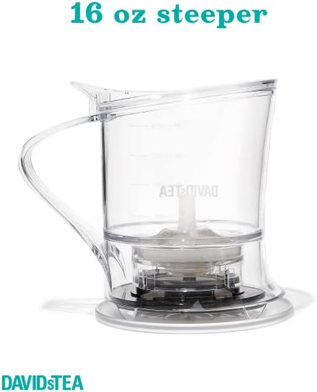 DAVIDsTEA 16 oz Bottom‑Dispensing Tea Steeper with Fine Nylon Infuser – BPA‑Free Tritan, Drip‑Free Loose Leaf Tea Maker (Hot & Iced)