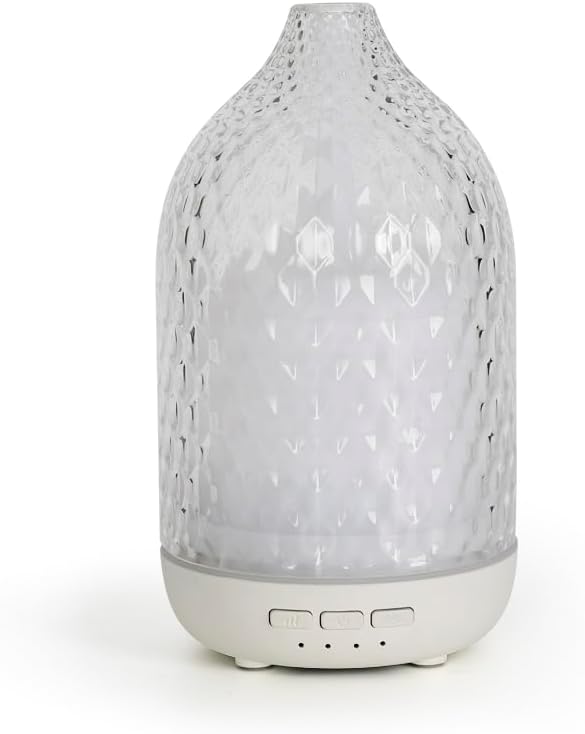 Glass Essential Oil Diffuser, Large Essential Oil Diffuser for Home, 4 Lighting Modes, Dual Mist Modes, Timer Function, Ultrasonic Cool Mist Aroma Diffuser for Bedroom Yoga Office Decor