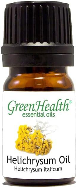 GreenHealth Helichrysum Essential Oil – 5 ml – 100% Pure & Natural – Therapeutic Grade – Amber Glass Bottle with Euro Dropper