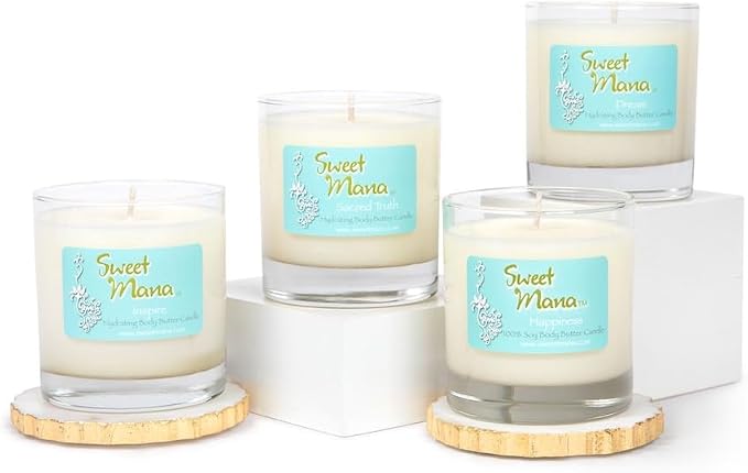 Happiness Lotion Candle | Gardenia, Pineapple & Coconut Water | Luxury Soy Candle | Aromatherapy Massage Candle | Ultra Moisturing Body Butter | Hand Poured in USA | 9 oz. | Sweet Mana