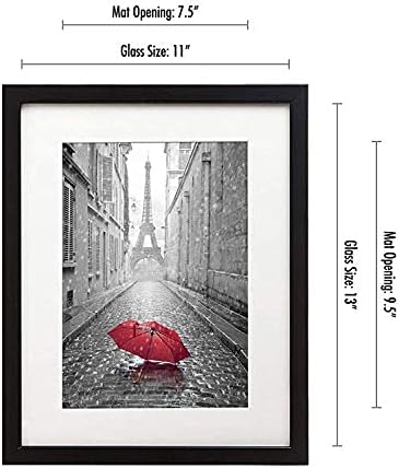 Americanflat 11x13 Picture Frame with Shatter-Resistant Glass - Use as 8x10 Frame with Mat or Display 11x13 Photo Without Mat - Signature Collection - Picture Frames for Wall Display - Black | Shatter-resistant glass, hangs vertical or horizontal, sawt...