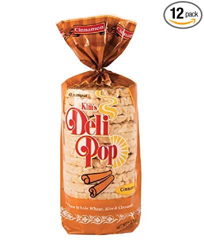 Deli Pop Rice Cakes 12 Bags | Cinnamon Flavor | 15 cakes per bag | Multigrain, Natural Vegan | Sugar Free Korean Snack | Low Calorie, Low Fat, Whole Rice