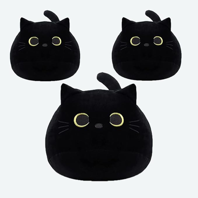 Mini Cat Stuffed Animal Cute Cat Plush Doll Toy for Girls Boys Christmas 3 Pieces (3 zhiblack cat)
