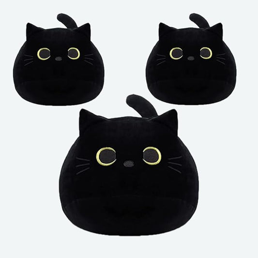 Mini Cat Stuffed Animal Cute Cat Plush Doll Toy for Girls Boys Christmas 3 Pieces (3 zhiblack cat)