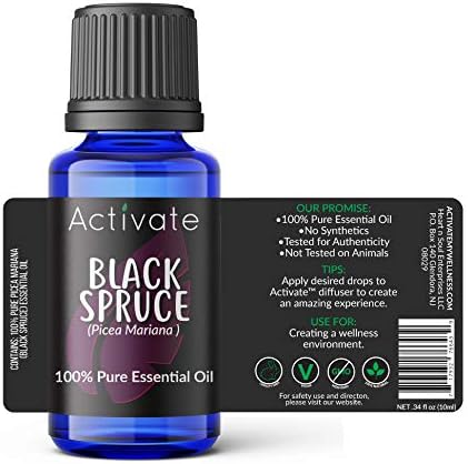 Black Spruce Essential Oil (Picea Mariana), 100% Pure Premium Grade, Steam Distilled Essential Oil for Diffusers, Aromatherapy, Massage, DIY Soap, Candle Making, Home Fragrance & Craft Projects, 10 mL