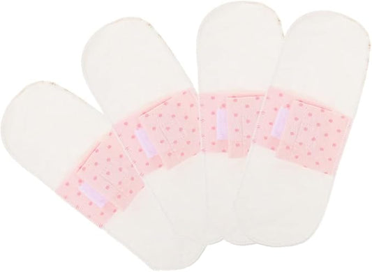5pcs Reusable Cotton Menstrual Pads Soft Breathable Washable Panty Liners for Women Postpartum Care Overnight Use Daily Pads White