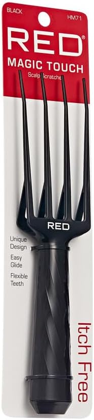 Red by Kiss Magic Touch Scalp Scratcher, Black, Flexible Teeth Scalp Massager for Braids, Locs, Weaves, Wigs & Protective Styles, Itch Relief, Shampoo Exfoliating Brush