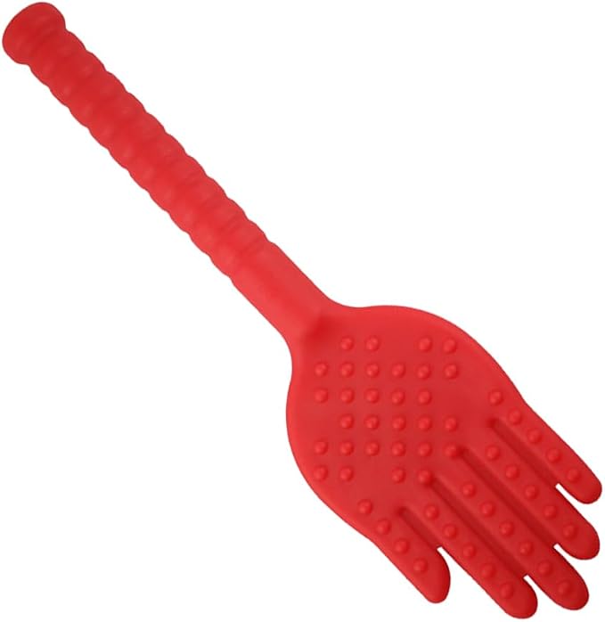 Palm Shaped Plastic Health Massage Hammer Durable Elastic Beat Pat Tool for Fatigue Relief Blood Circulation for Full Body Therapy Red