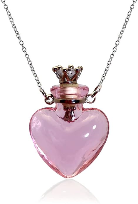 1PC 1PC Colorful Heart Vial Perfume Bottle Necklaces Stainless Steel Chain Make a Wish Aroma Essential Oil Diffuser Pendant necklace Women Jewelry