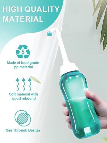 Portable Bidet with Intimate Washcloths - Bidet Sprayer with 2 Nozzle for Wash and Anal Douche, Bottle BPA-Free for Care (Green)