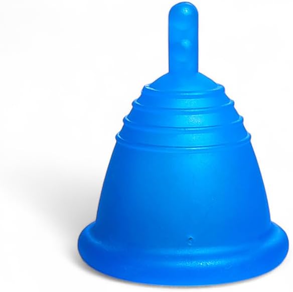 Most Customizable Menstrual Cup with Stem Handle | MeLuna Me Luna | Comfortable Period Cup Reusable Cup | Tampon Pad Alternative for Low Cervix | Shorty (Blue - Medium)