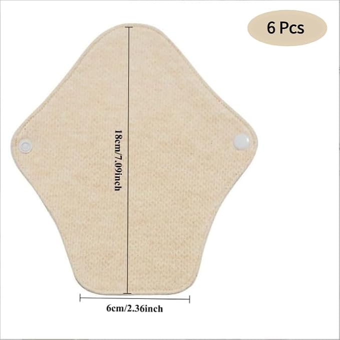 6 Pack Panty Liners 7.1" Reusable Organic Cotton Top Layer Washable Breathable Cloth Pads for Light Flow Postpartum and Bladder Leaks