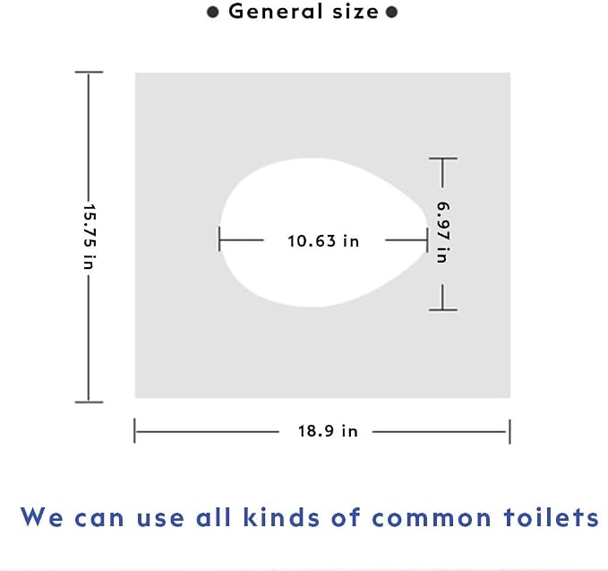 EGV-50 Pieces Disposable Plastic Toilet Seat Cover Waterproof, WC Cushion Toilet Cushion for Baby Pregnant Mom, Independent Packaging Suitable for Travel