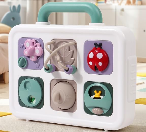 Baby Busy Board Cube, Toys for Boy Girl, Montessori Travel Toys for Toddlers, Learning Fine Motor Skills| Birthday Gifts for Infant Boys Girls (Large Garden Board)