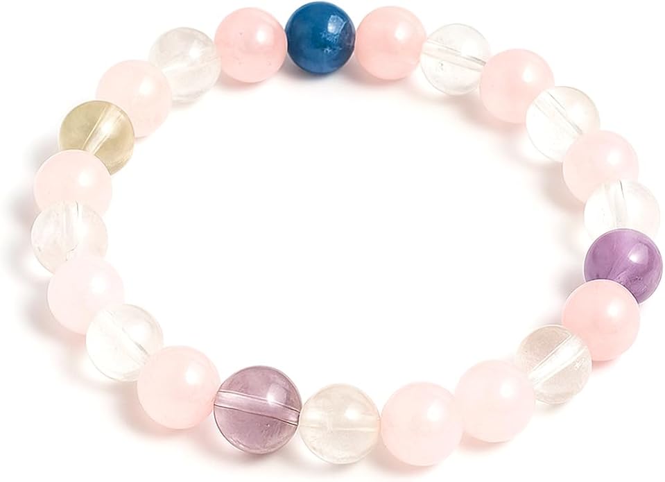 8mm Natural Gemstone Beaded Bracelet for Women, Dainty Round Crystal Stretch Bracelets, Spiritual Healing & Calming Stone Jewelry Gift