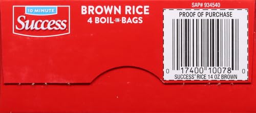 Success Boil-in-Bag Rice, Brown Rice, Quick and Easy Meals, 14-Ounce Box (Pack of 4)