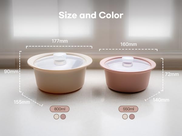 Microwave Silicone Steamer for Baby Food, Made In Korea, Oven & Dishwasher Safe to 482°F, Easy Clean, Microwave Pot with Handle & Lid, 100% Food Grade Steamer Bowl (Terracotta Rose, 27.1oz (800ml))