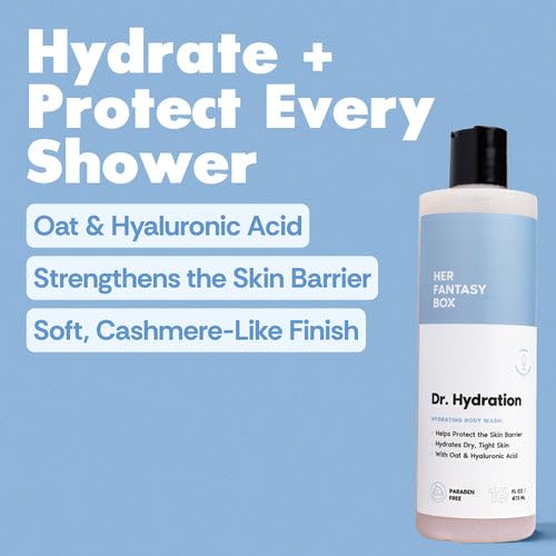 Her Fantasy Box | Dr. Hydration Moisturizing Body Wash – Ultra-Hydrating Cleanser with Hyaluronic Acid & Aloe, Gentle Daily Wash for Soft, Smooth-Feeling Skin, Vegan & pH Balanced (16 oz)