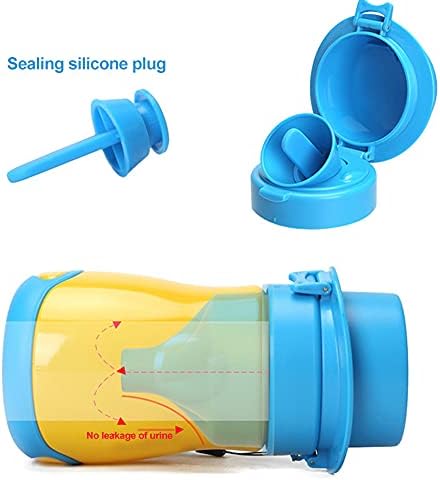 Pssopp Travel Urinal for Car Trips 600ml Leak Proof Funnel Seal for Emergency Potty Training, Fall Resistant Lightweight Portable Bottle for Buggy Basket Outdoor Outings for Baby Boys Tra