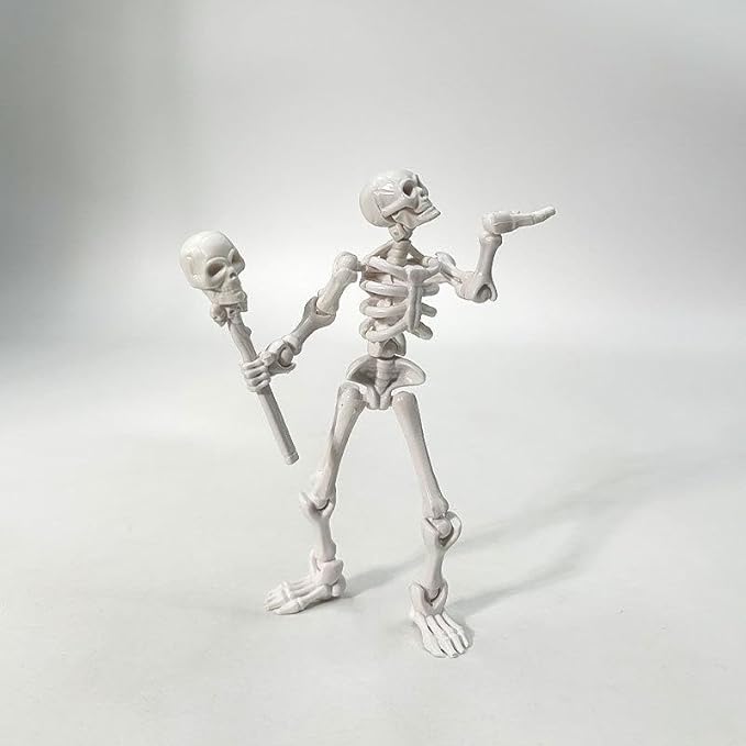 T13 Skeleton Warrior Action Figure – 5.12" Movable Articulated Human Skeleton Model with Accessory, Collectible Anime & Game Character for Display, Paintable Desktop Decor (3pcs)