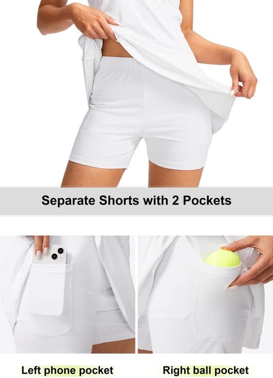 Viodia Women's Tennis Golf Dress with Shorts | Active, Exercise, Workout, Sports, Athletic, Dresses for Women, with Zipper Pockets