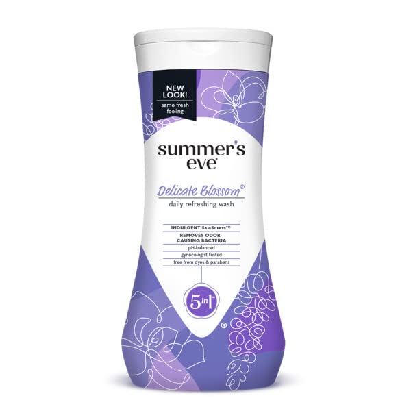 Summer's Eve Delicate Blossom Feminine Cleansing Wash, Daily Intimate Wash, Removes Odor, pH Balanced, Gentle for Sensitive Skin, 15 Ounce (Pack of 6)