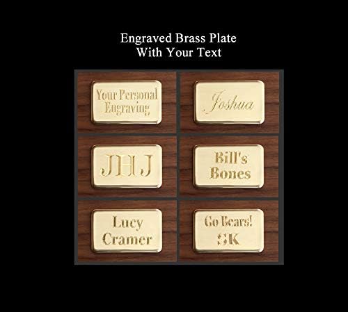 Alex Cramer Cabin Club Classic Domino Set with Black Walnut Case - Premium Quality 28 Indestructible Double-Six Dominoes (Domino Set with Personalized Brass Plate)