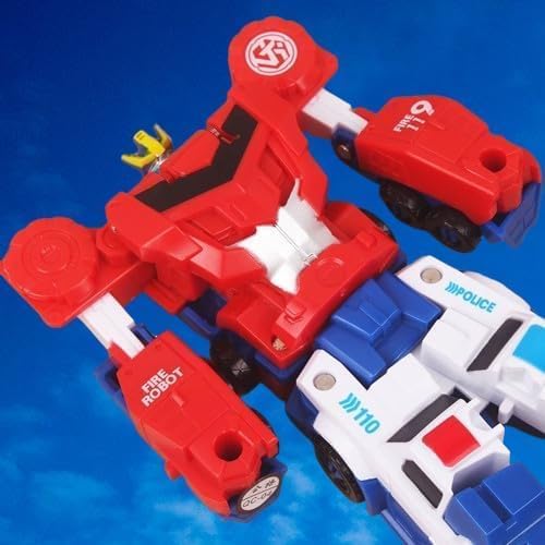 Magnetic Morphing Combination Robot Police Car Fire Truck Action Fiqure Transform Robot Toy for Boys,Girls,Teens, Adults…