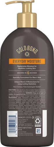 Gold Bond Men's Essentials Everyday Moisture Daily Body & Hand Lotion For Men, 14.5 oz., With Vitamin C, (Pack of 2)