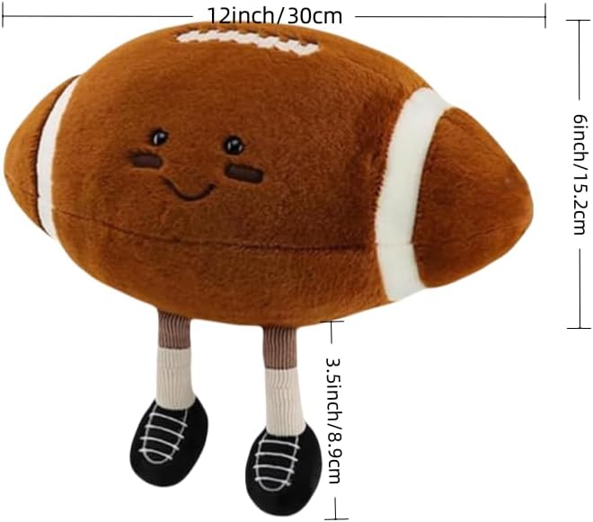 12" Cute Football Plush Toys Soft Stuffed Sport Throw Pillow Plush Ball Gift for Kids Birthday and Christmas Decoration (Rugby)