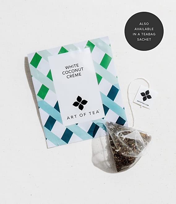 Art of Tea White Coconut Creme Tea 4oz Loose Leaf Refill Bag, Premium Organic White Tea with Coconut & Vanilla Notes, Tropical Creamy Dessert Tea, Smooth Hot or Iced Loose Leaf Tea
