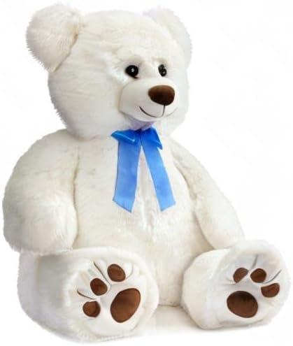 HollyHOME Teddy Bear Stuffed Animal Plush Giant Teddy Bears with Footprints Big Bear 36 inch White