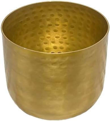 Serene Spaces Living Antique Brass Look Gold Hammered Pots, Indoor Planter, Decorative Accent for Potted Plants, Gold Flower Vase for Wedding or Event Centerpiece, Extra Small, 5" Diameter & 4" Tall