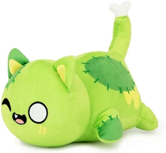 Halloween Green Gost Memeow Stuffed Animal Cat Plush Pillow for Kids Birthday - Cats Plush Figures Toys with Collection ＆ Decoration