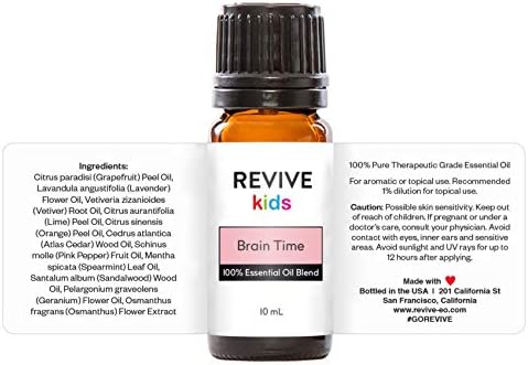 Brain Time Essential Oil Blend by Revive Essential Oils - 100% Pure Therapeutic Grade, for Diffuser, Humidifier, Massage, Aromatherapy, Skin & Hair Care