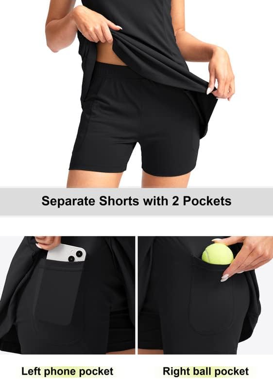 Viodia Women's Tennis Golf Dress with Shorts | Active, Exercise, Workout, Sports, Athletic, Dresses for Women, with Zipper Pockets