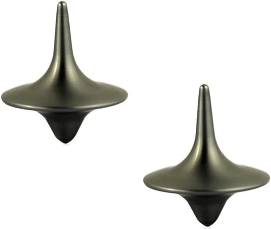 2Pcs Silver Accurate Spinning Top,Forever Spin,Portable Precision Metal Spinner Top Premium Exquisite Perfect Balance Desktop Gyro Toys Vintage Totem Zinc Alloy Toy Desk Little Fidget Toy and Games