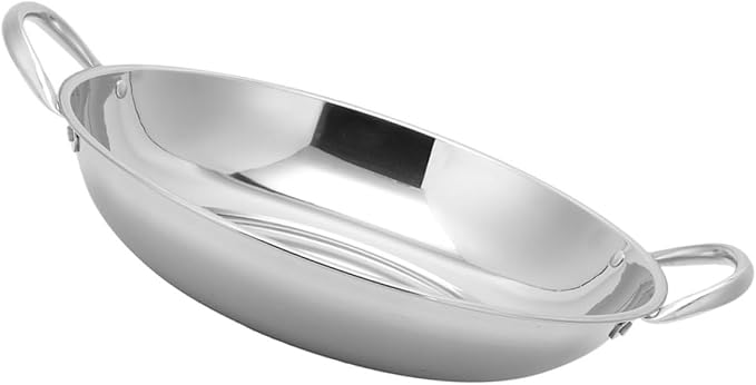 Homoyoyo Non-Stick Stainless Steel Korean Wok 30cm - Versatile Cast Iron Egg Pan for Outdoor Cooking