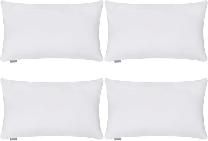 Thmyo 4-Pack 100% Cotton Lumbar Comfortable Solid Decorative Throw Pillow Case Rectangle Cushion Cover DIY Throw Pillowcase for Sofa Bed(Only Covers,Not Pillow Shams)(12x20inch/30x50cm,White)