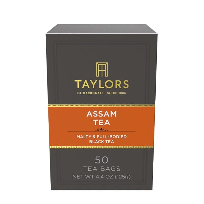 Taylors of Harrogate Assam, Black Tea, Pillow Tea Bags, 50 Count (Pack of 1), Full-bodied, Satisfying & Malty, Caffeinated, Enjoy Hot or Iced, 50 Teabags