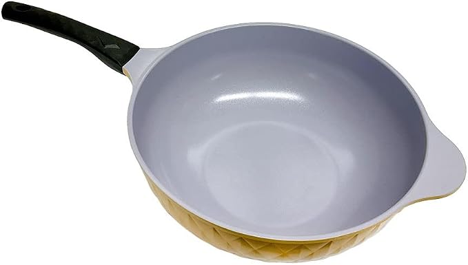|MADE IN KOREA| 12.5" Ceramic Coating Interior and Exterior Cooking Wok, Pan Set